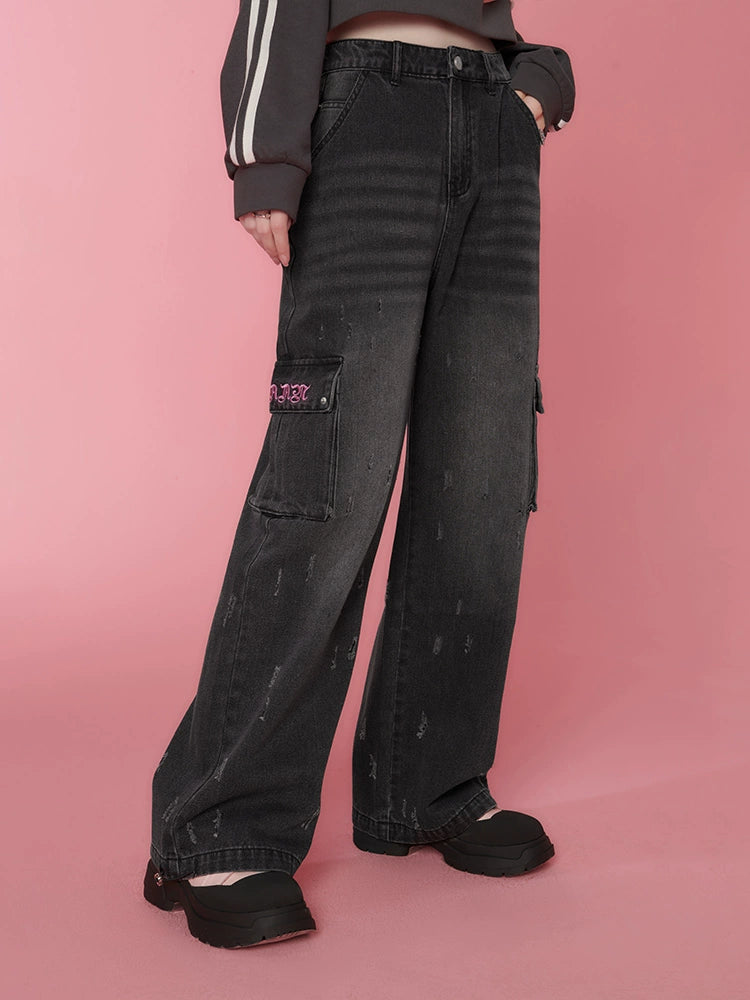 American High Street Loose Denim Cargo Pants