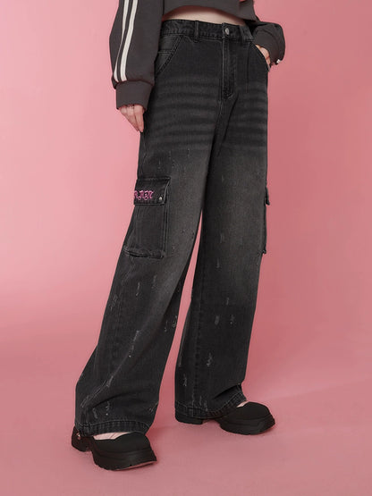 American High Street Loose Denim Cargo Pants