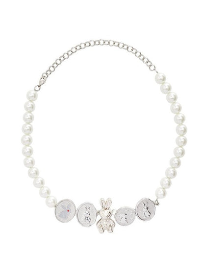 Bunny combination pearl necklace choker