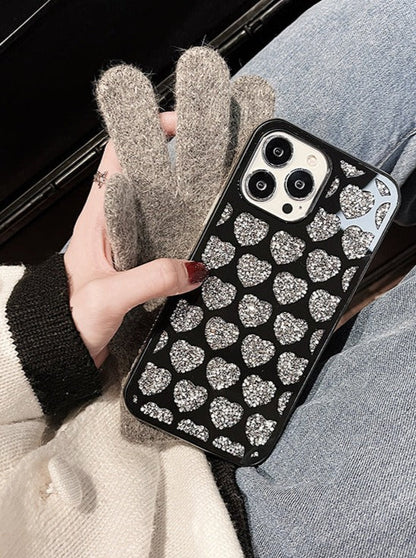 Black heart diamond smartphone case