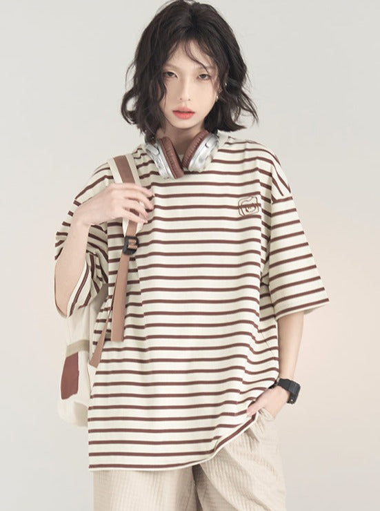 スリムボーダーオーバーサイズTシャツ – Belchic