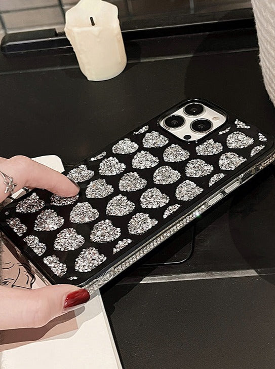 Black heart diamond smartphone case
