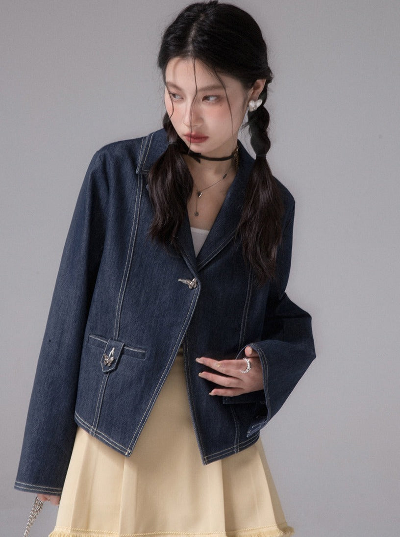 Sunny Blue Stitch Denim Jacket