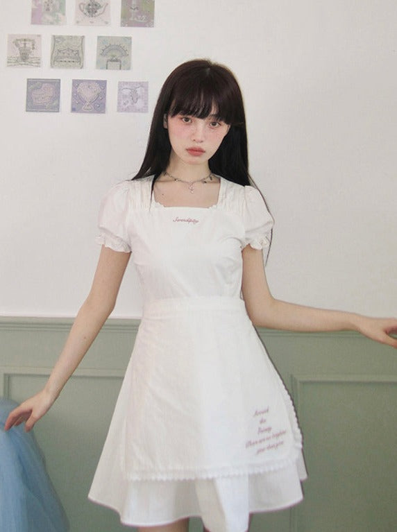 Girly doll embroidery lace apron dress