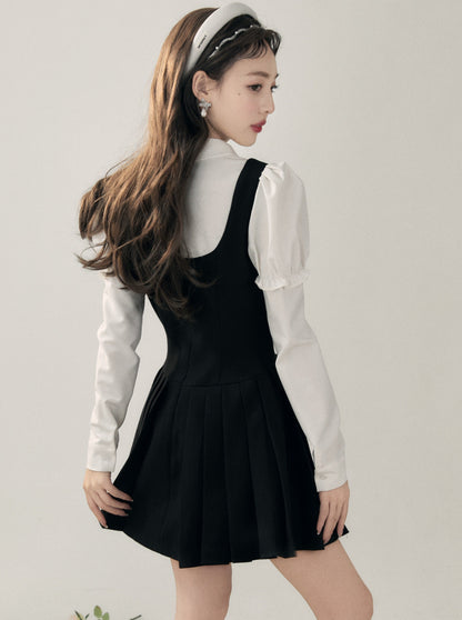 Monochrome ribbon puff sleeve