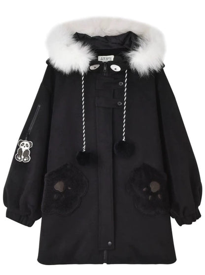 Fur Hood College Soft Girl Wool Coat