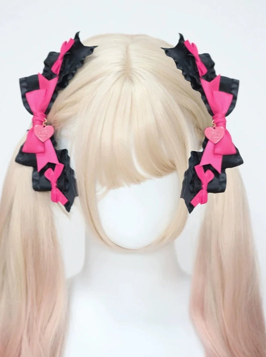 Big Bow Ruffle Pair of Clips