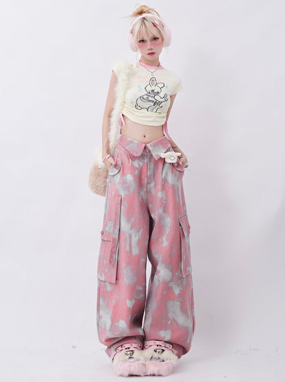 Street Flap Design Pants [Tie-dye Camouflage