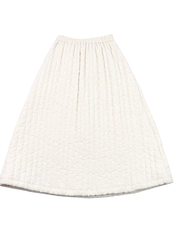 Light beige quilted mid-length skirt