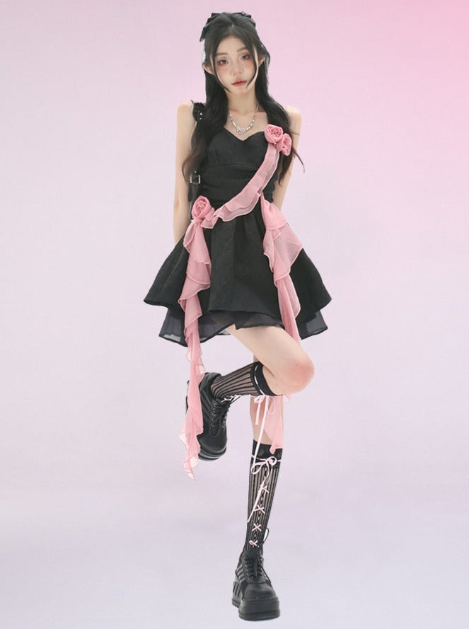 Rose Bow Design Dark Dress