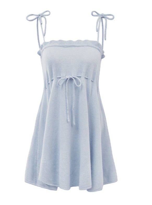 Ice Blue Camisole Dress & Puff Sleeve Ruched Top