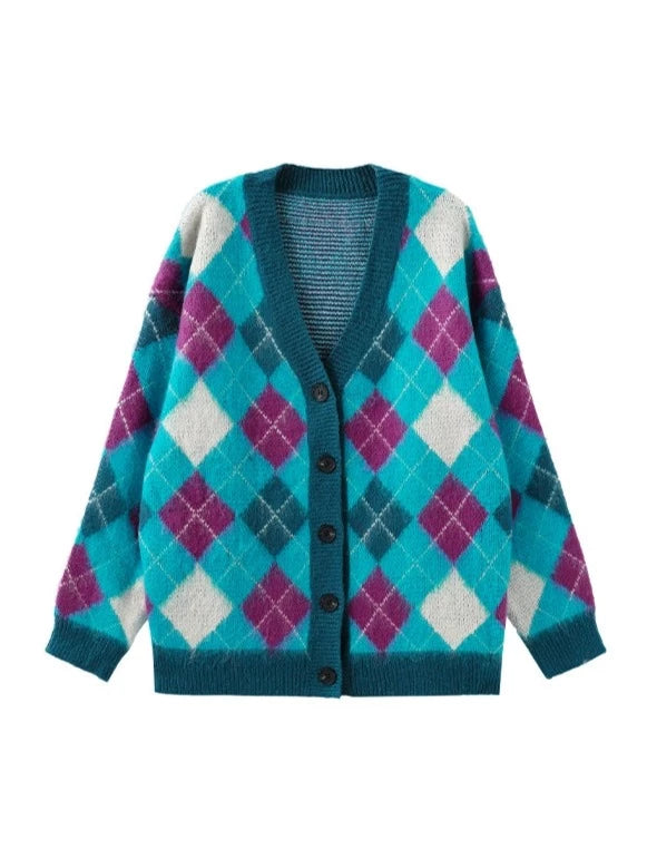 Blue Diamond Argyle Check Sweater