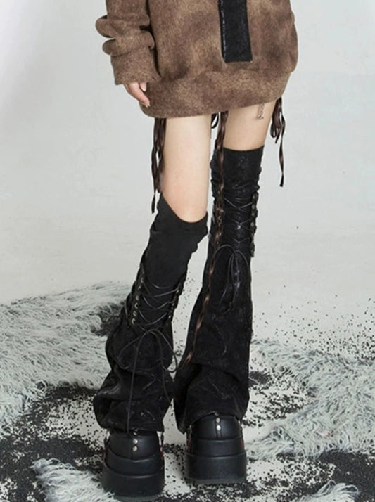 Gothic Punk Subculture Street Lace-up Leg Warmers