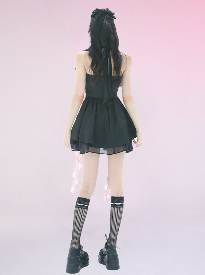 Rose Bow Design Dark Dress