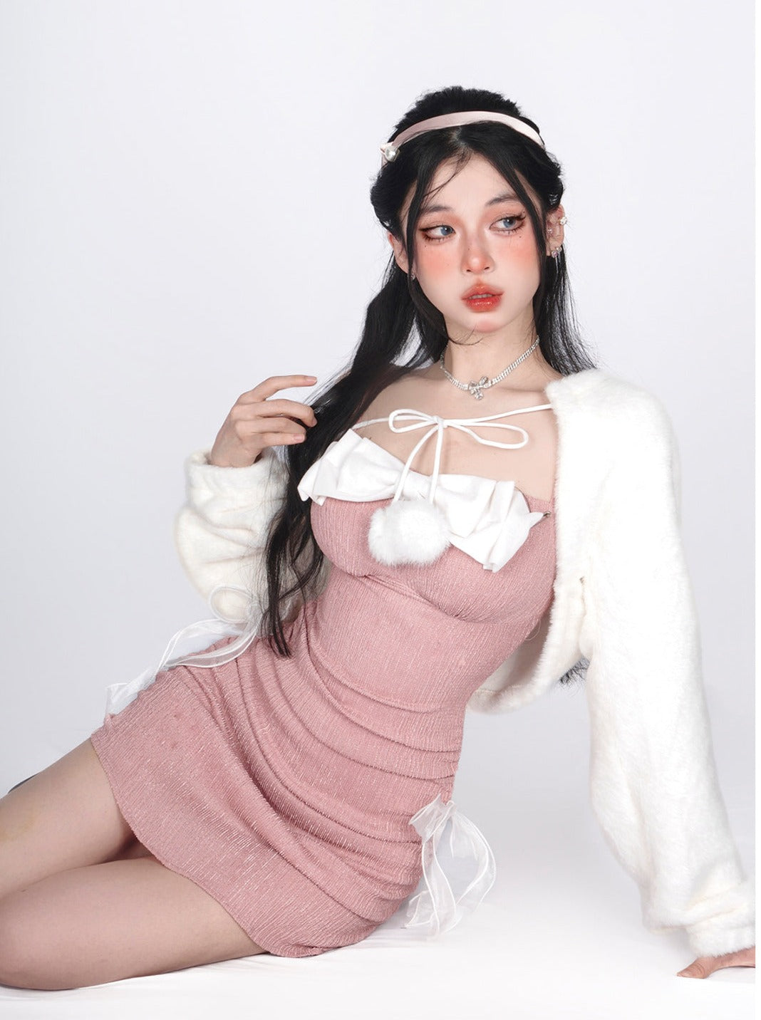 Milk chestnut pink milk bowl trap dress