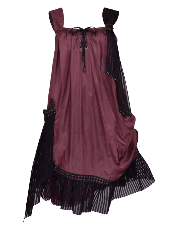 【予約商品】ワインレッドショルダーストラップライトゴシックドールアシメドレス