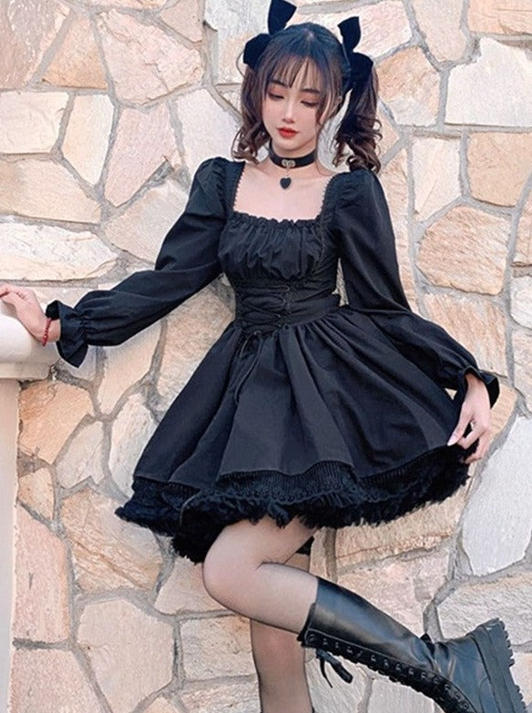 A-line Tutu Skirt Puff Sleeve Dress
