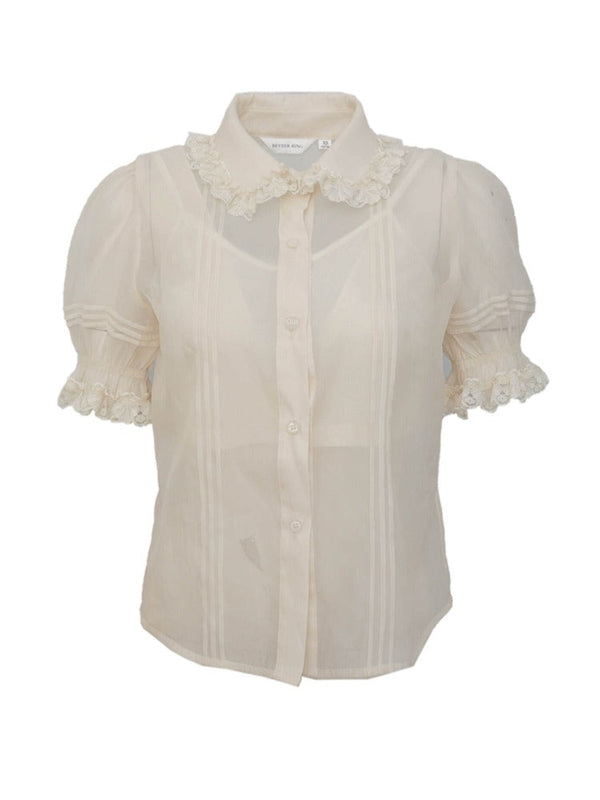 Fairy Puff Sleeve Sheer Blouse