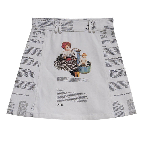 Antique English Art Doll Print skirt