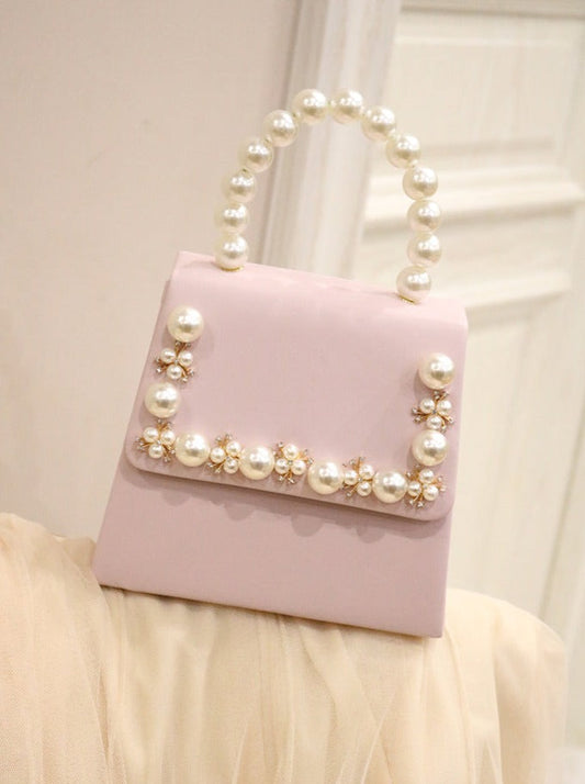 Pearl Deco Flap Bag [With chain strap]