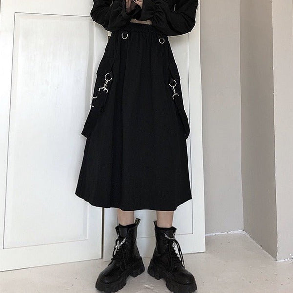 ストラップチェーンAラインスカート - Belchic