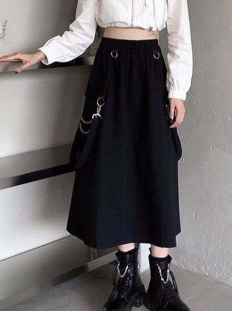 ストラップチェーンAラインスカート - Belchic