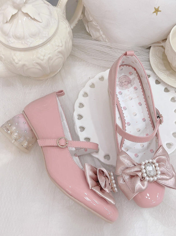 Rhinestone Elegant Row Heel Shoes