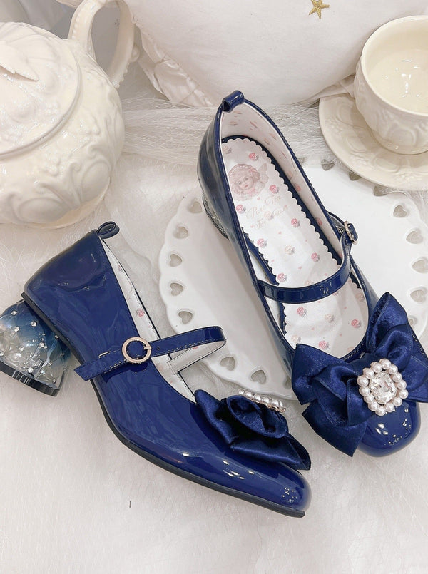 Rhinestone Elegant Row Heel Shoes