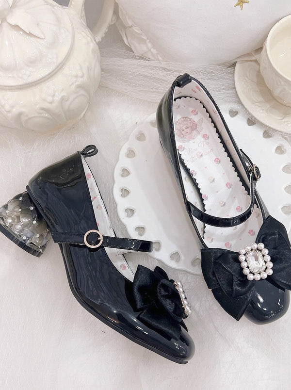 Rhinestone Elegant Row Heel Shoes