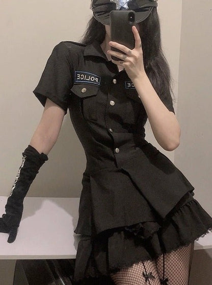 POLICE婦人警官コスプレワンピース＋レザーキャップ＋グローブセットアップ - Belchic