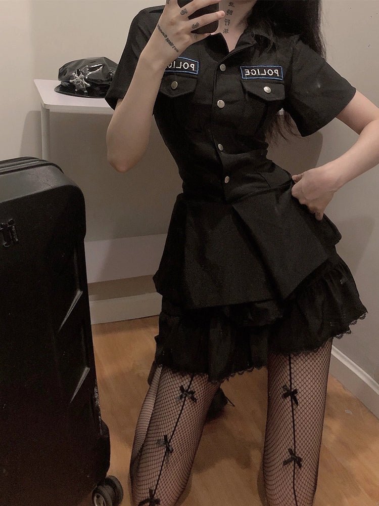 POLICE婦人警官コスプレワンピース＋レザーキャップ＋グローブセットアップ - Belchic