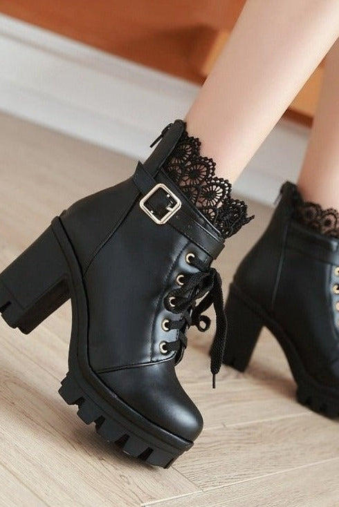 トップレースデザインプラットフォームブーツ - Belchic