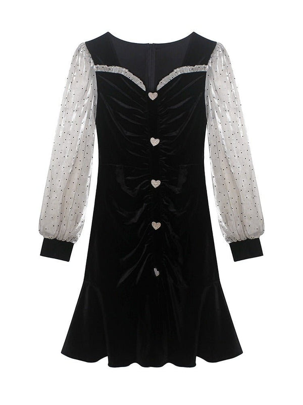 パールハートドッキングティアードワンピース - Belchic