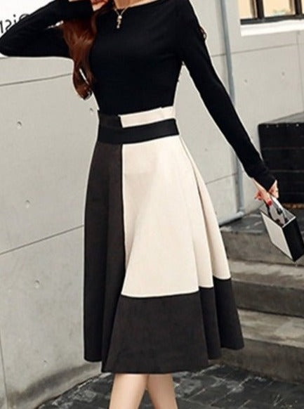 スリットスリーブトップス＋バイカラースカートセットアップ - Belchic
