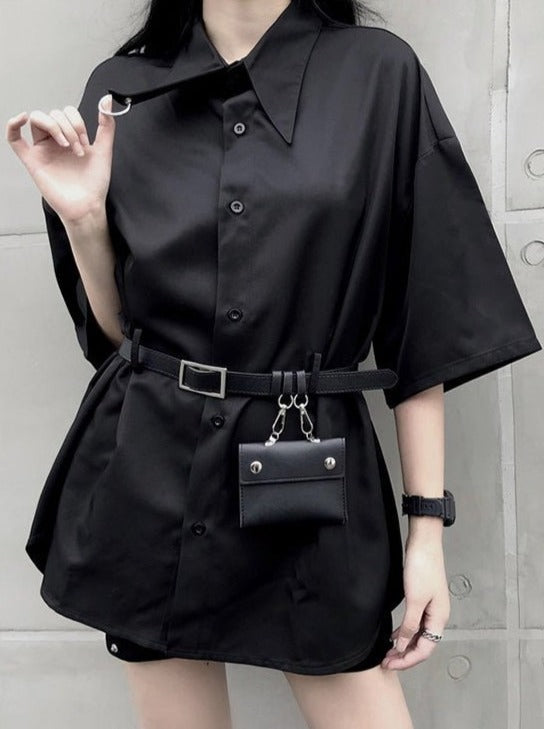 ベルト付き地雷シャツワンピース - Belchic