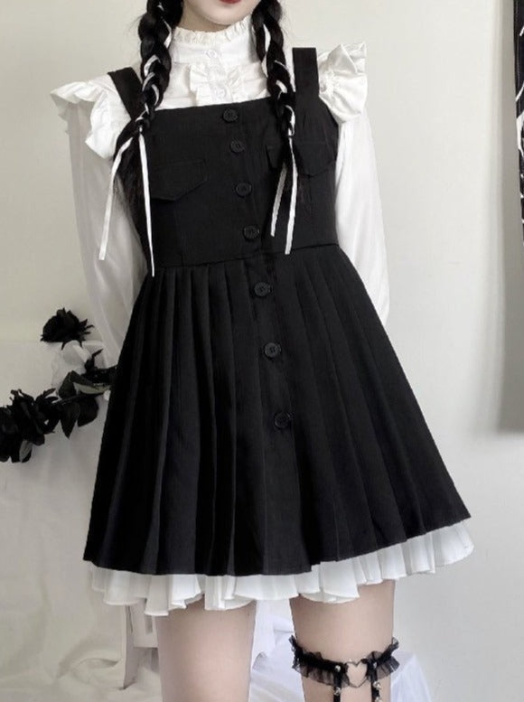 シャツ＆サス付きスカート - LilyBlack