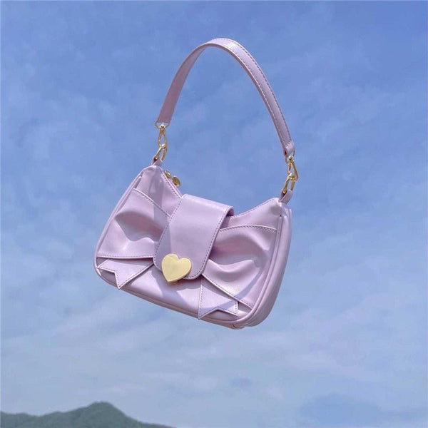 ハートフラップリボンバッグ - LilyBlack