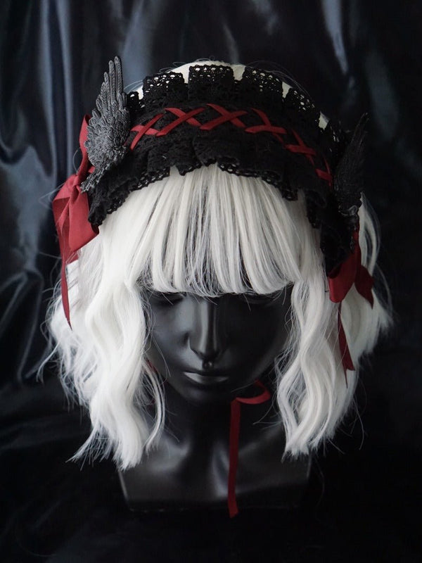 レースアップリボンエンジェルヘッドアクセサリー - Belchic