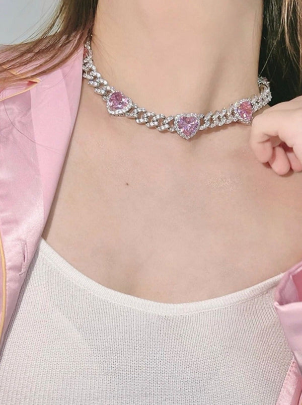 ハートジュエルチェーンネックレス - LilyBlack