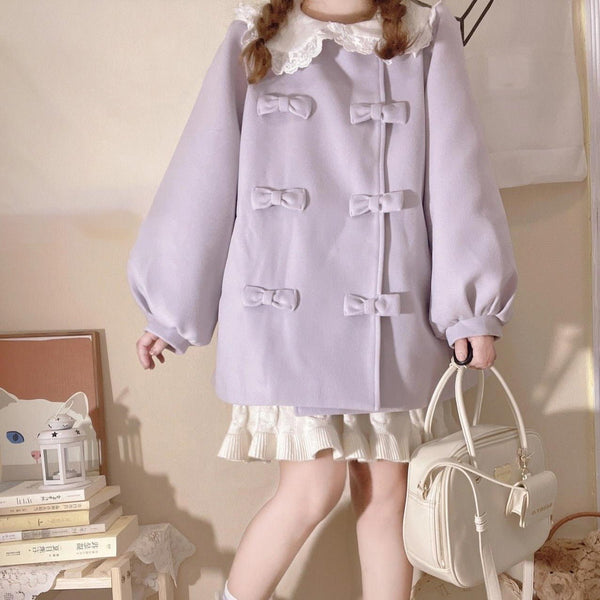 ドールカラーボリュームスリーブリボンコート - Belchic