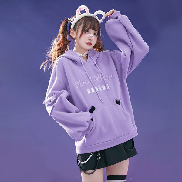 デビルベアフーディポケットスリーブトレーナー・デビルベアキャットスリーブジップアップパーカー - Belchic