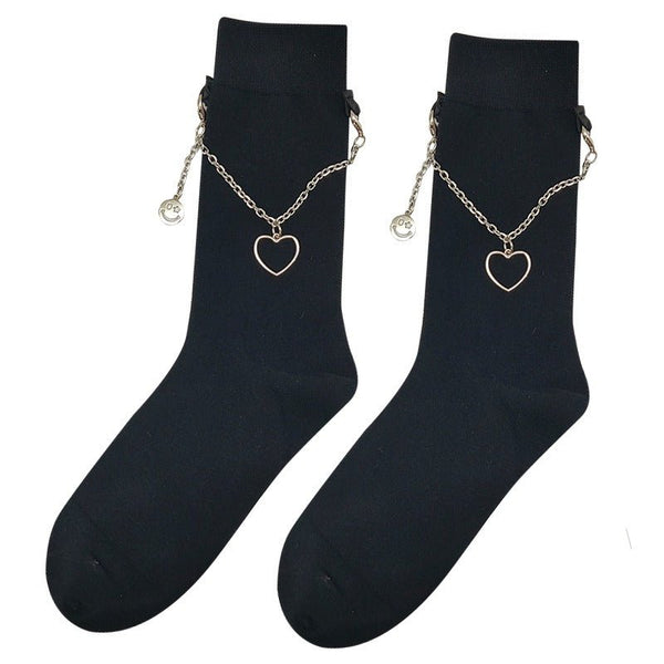 ニコハートチェーンストラップソックス - LilyBlack