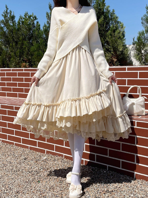 フリルレースアシメレイヤードスカート - Belchic