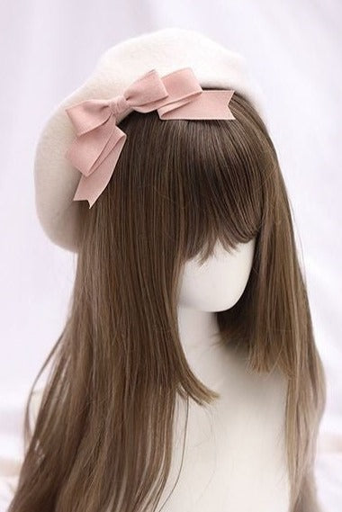 リボン付きスイートベレー帽 - Belchic