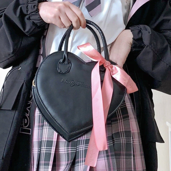 ハートマカロンスウィートレザーバッグ - LilyBlack