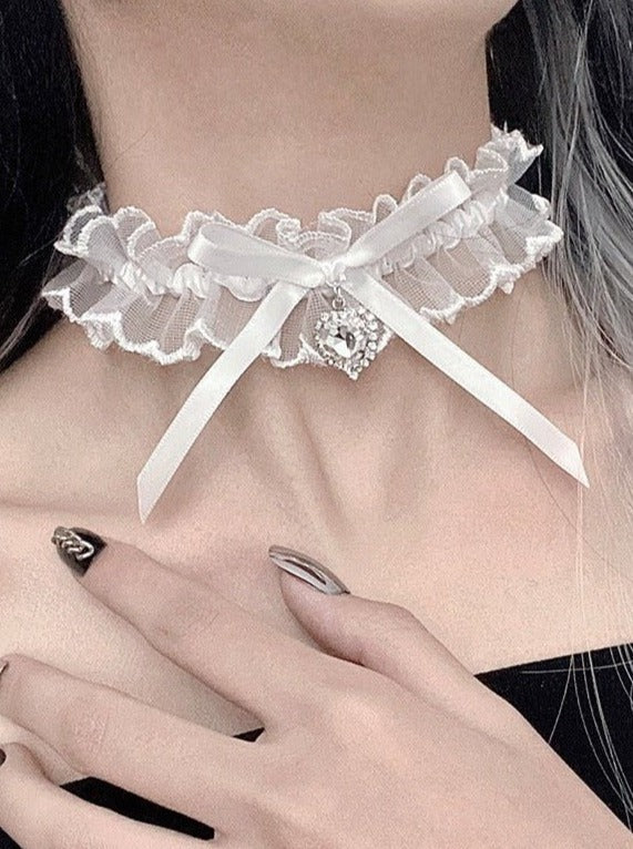 Chiffon Race Jewel Ribin Shoker Necklace