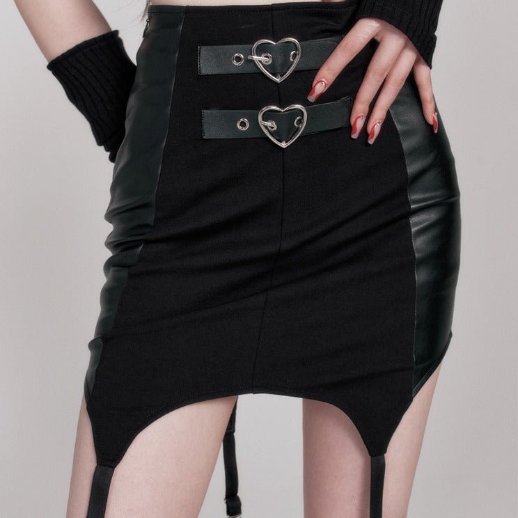 Side Leather Double Strap Cool Tight Skirt – Belchic