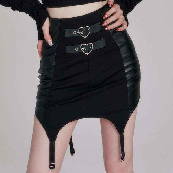 Side Leather Double Strap Cool Tight Skirt – Belchic