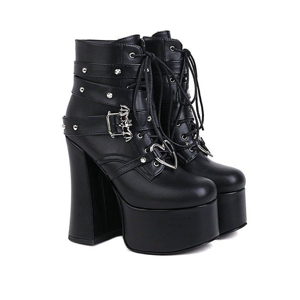 ハートリングバットマンストラップスーパープラットフォームブーツ - Belchic