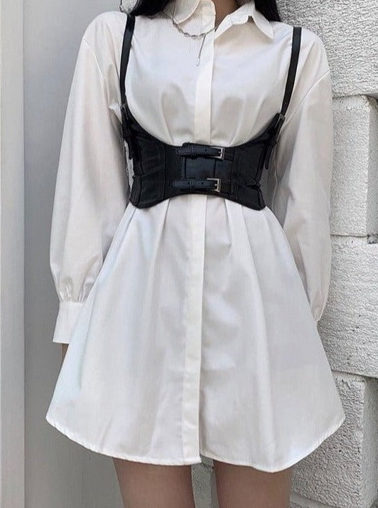 Shirt Dress with Corset Belt
